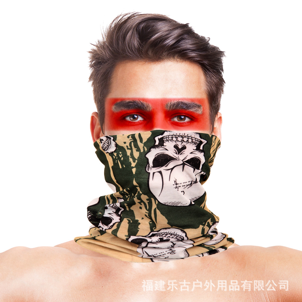 户外用品外贸骷髅多功能骷髅图案头巾围脖户外方巾骑行头巾围巾