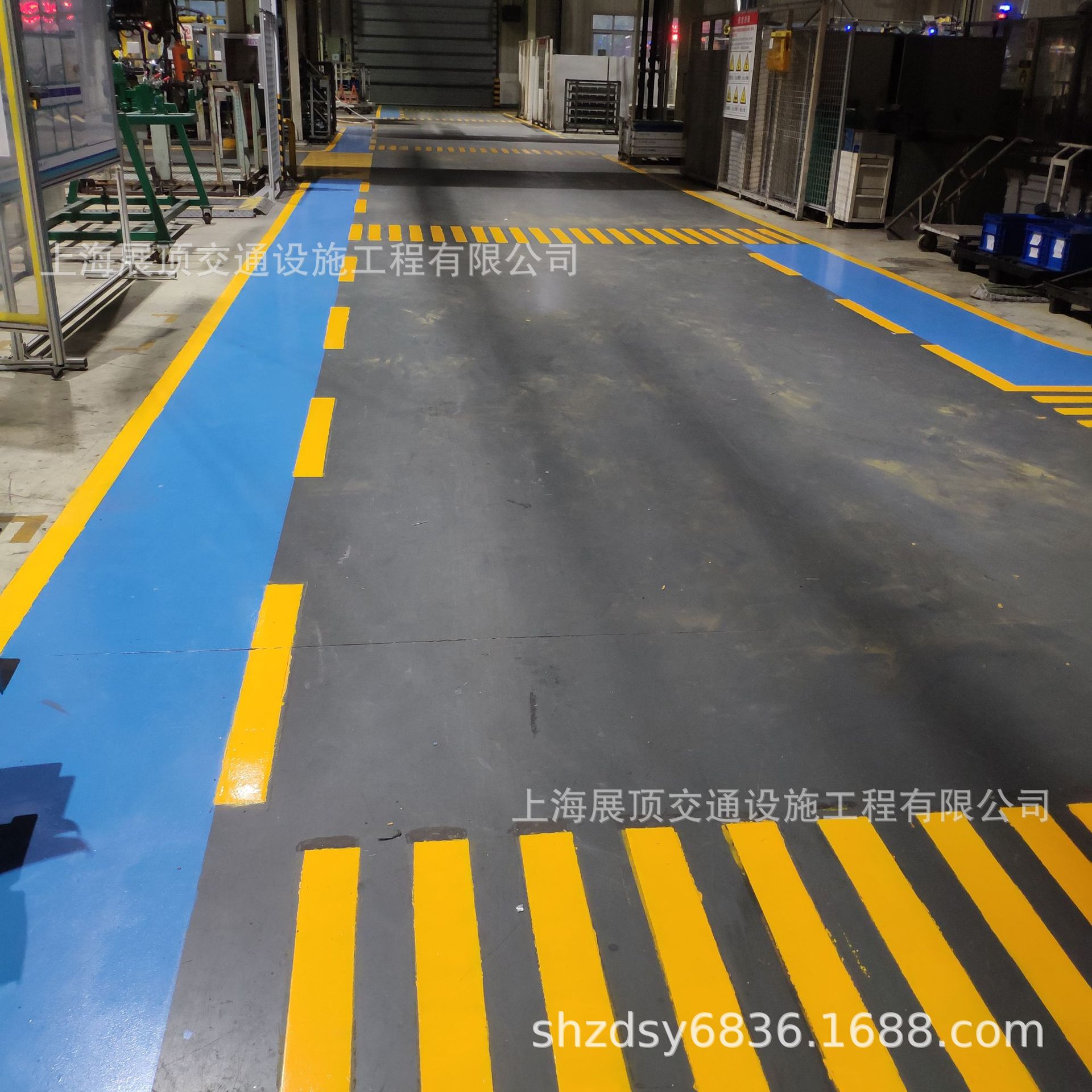 专业道路划线昆山陆家厂区车间画人行道线车道划线斑马线叉车通道