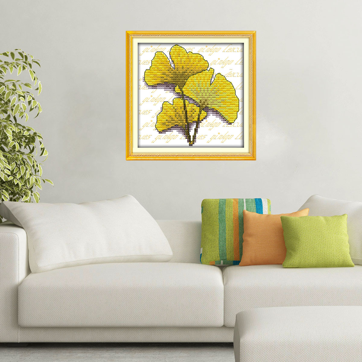 欢乐99十字绣简单初学者小幅银杏叶手工刺绣diy儿童卧室简约现代