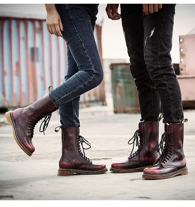 跨境大码46外贸男士高筒皮靴子英伦男靴马靴长筒骑士靴工装骑士靴