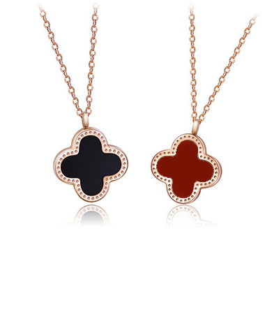 款日韩百搭风玫瑰金钛钢四叶草项链女 防过敏新春礼物 品牌: 盈美盈心