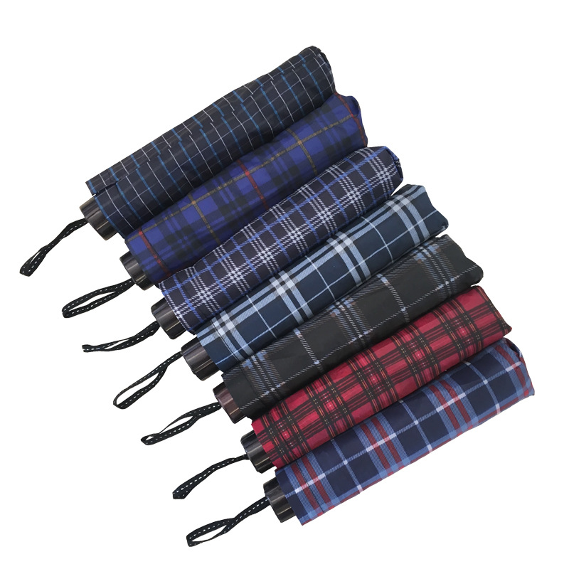 10K Three Fold Collapsable Pole Plaid Umbrella Creative Fashion Business Umbrella Sun Umbrella Sunshade Factory Wholesale