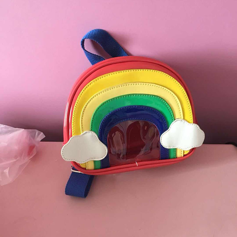 吸晴 儿童 彩虹 书包 背包 双肩包 可爱 迷你 透明