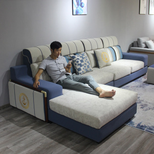 科技布布艺沙发三防免洗现代轻奢客厅整装皇玛梦丽莎蓝领沙发同款