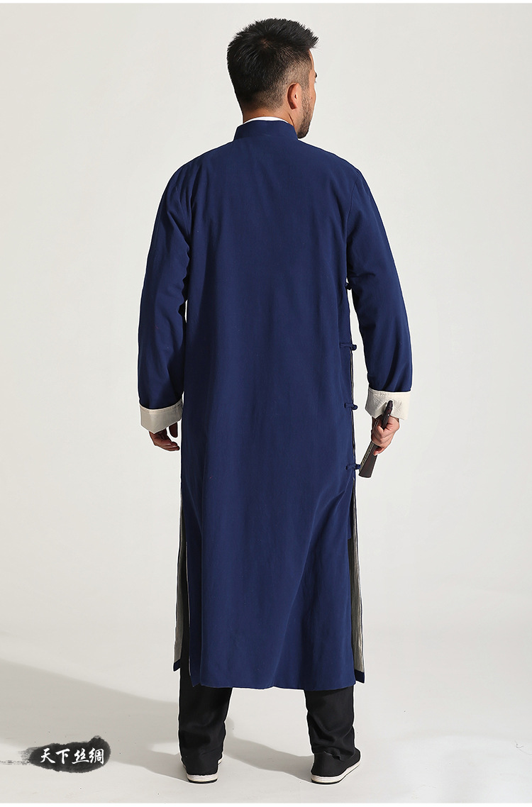 双层中式长袍马褂小品评书相声演出服中式礼服古装唐装大码长袍