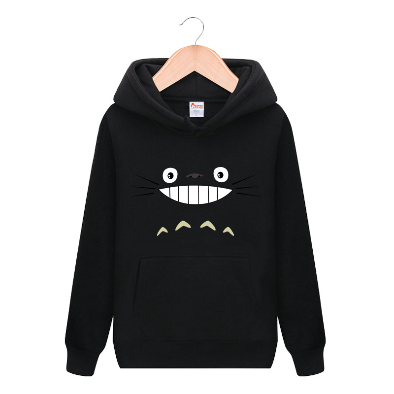 春秋季新款卡通龙猫印花连帽卫衣学生宽松套头衫情侣装外套男士潮