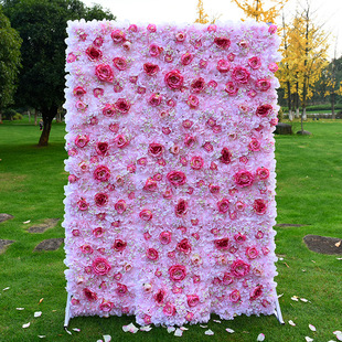 跨境专供 40*60仿真花墙草坪商场橱窗装饰绿植墙玫瑰绣球花排草坪