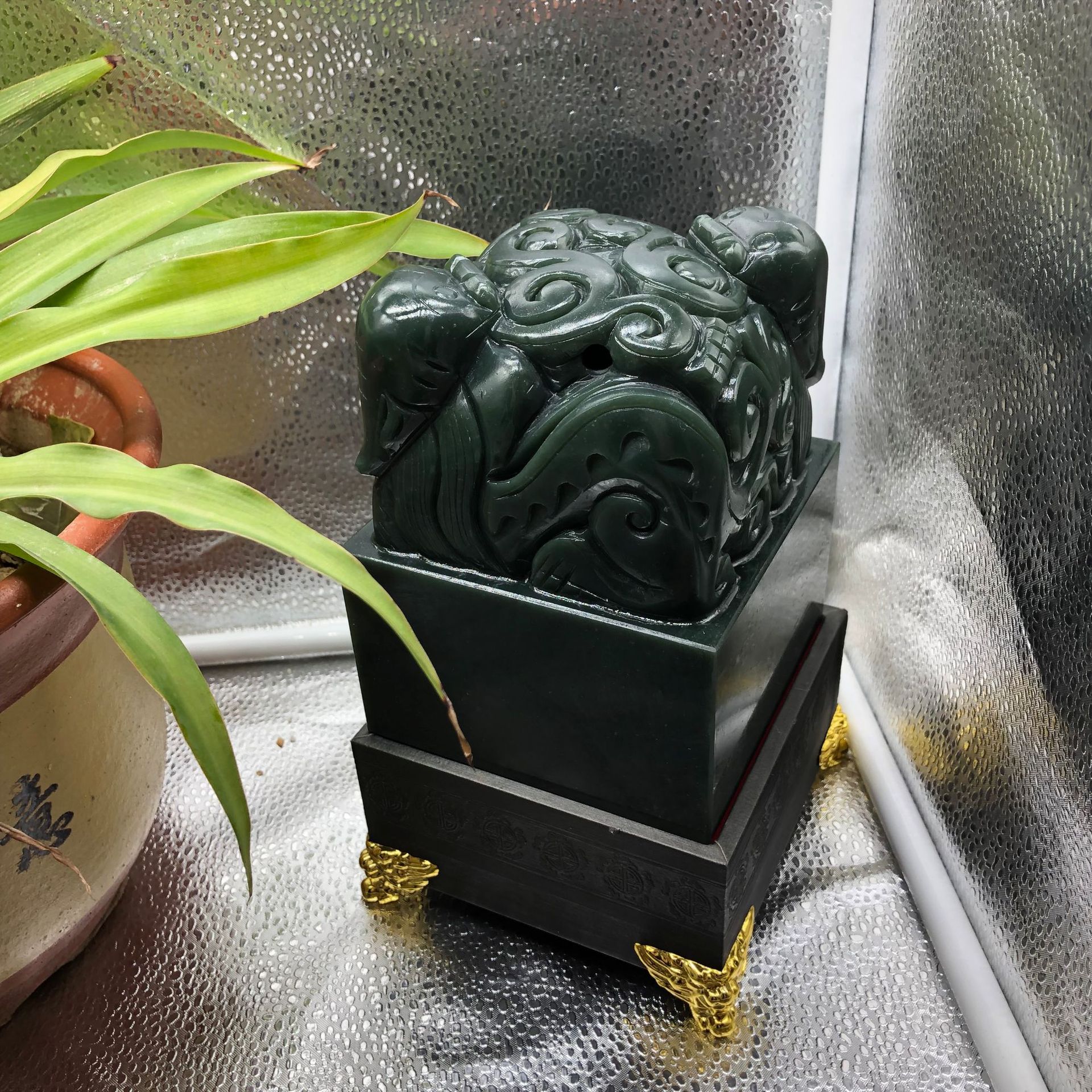 新疆和田青玉双龙纽玉玺铭文玉玺篆刻礼品宝玺徽宝印章商务礼品