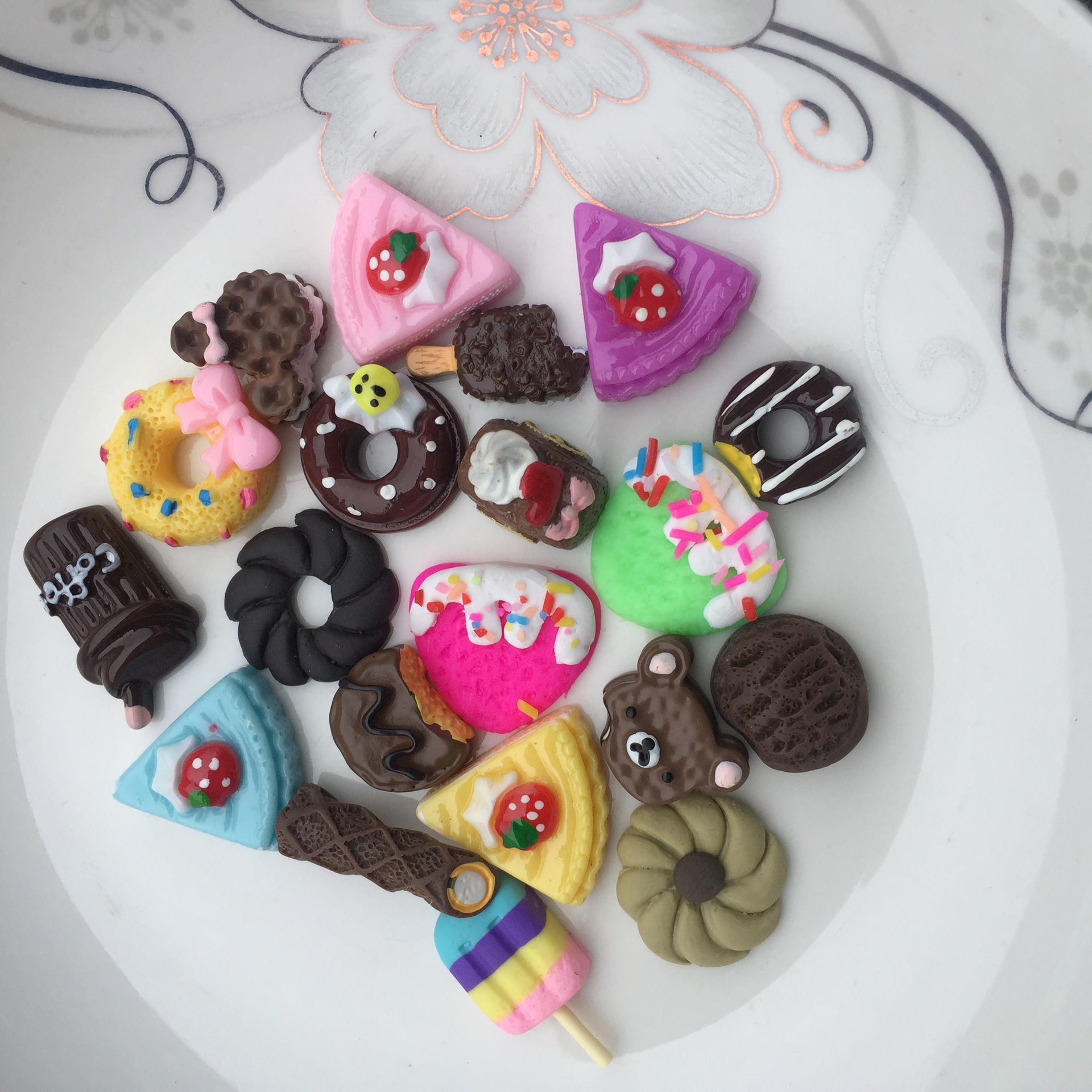 软陶/树脂配件diy福袋 仿真蛋糕 diy手机美容配件 混款咖啡色20款