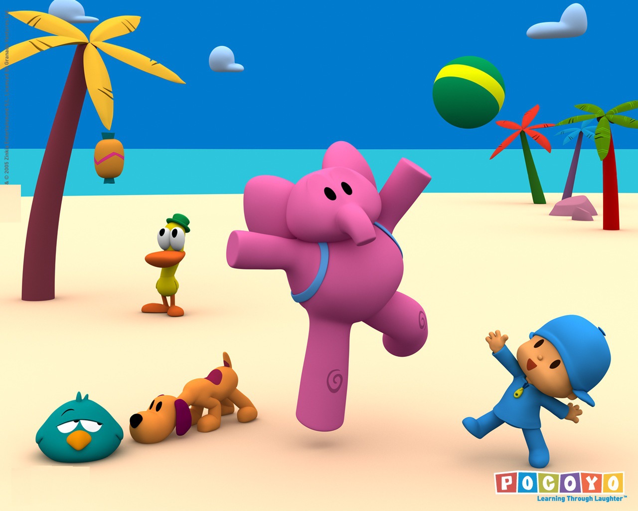 爆款精品pocoyo小p优优儿童可爱elly艾丽粉色大象短毛绒玩偶公仔