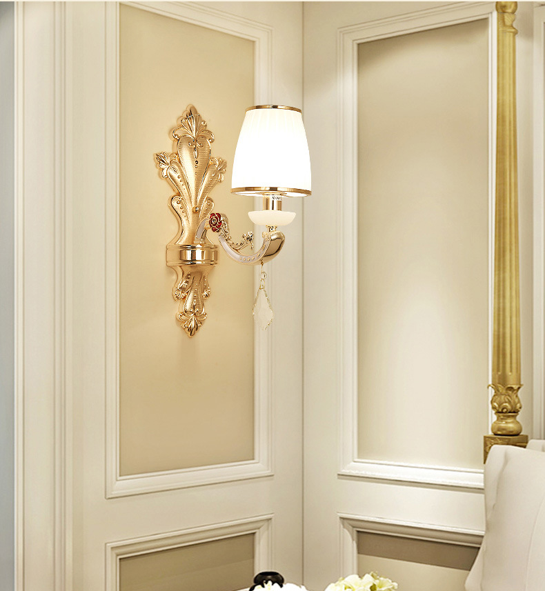 简欧餐水晶壁灯锌合金客厅厅卧室床头壁灯现代简约过道别墅墙壁灯