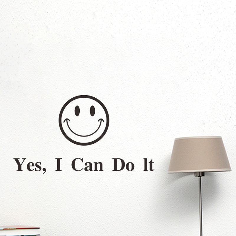 i can do it 笑脸 鼓励标语墙贴 卧室客厅房间背景装饰画厂家定制