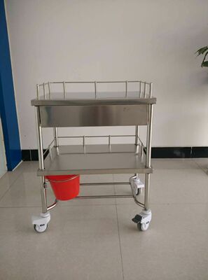 医院用双层推车 中号大抽屉304不锈钢材质加厚护士工作车
