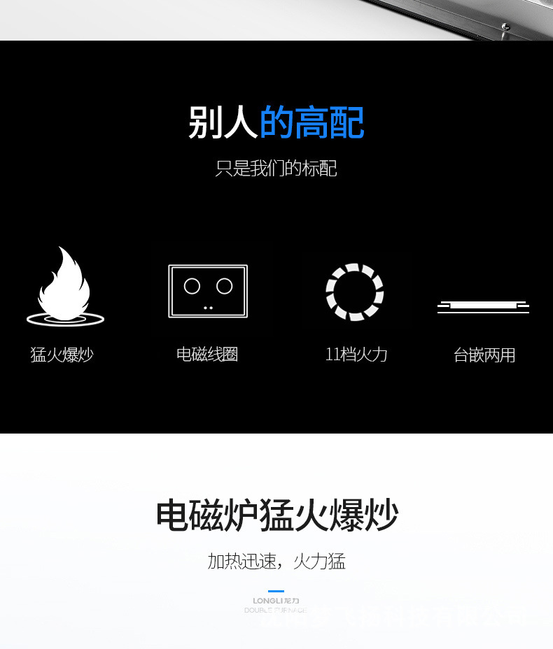 龙力嵌入式电磁炉大功率平面双盘炉商用电磁炉 一件代发