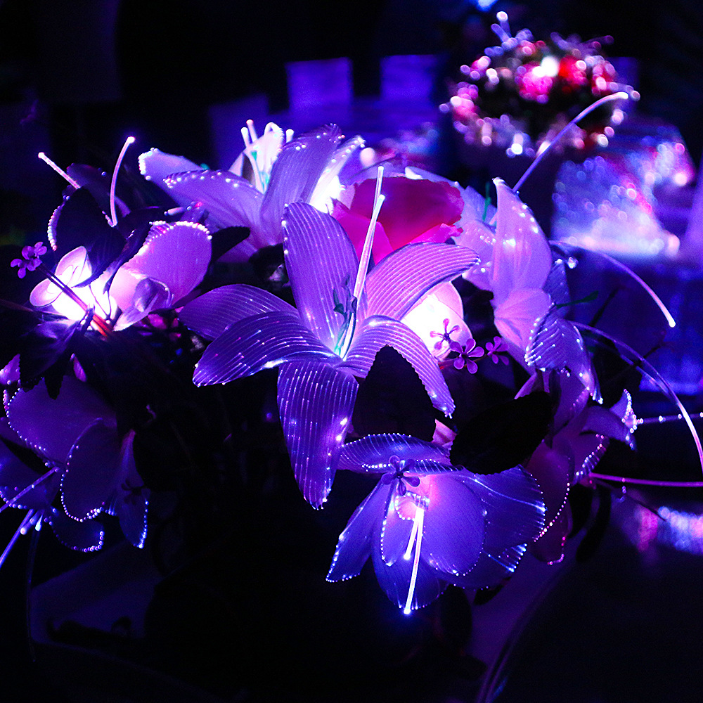 星空花朵全花朵发光 发光光纤花朵 夜光光纤发光玫瑰花 厂家批发
