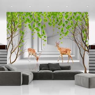欧式电视背景墙壁纸家用5d立体客厅新款大气简约现代8d个性壁画3d