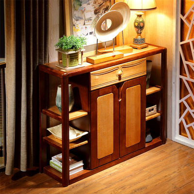 多功能全实木鞋柜收纳玄关柜门厅柜家用木质简约橄榄木组合鞋柜