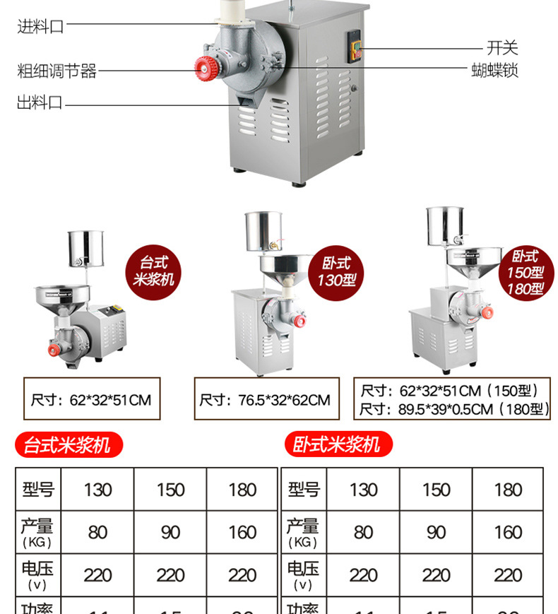 乐创现磨豆浆机磨浆机商用米浆机家用豆腐机石磨米浆机肠粉打浆机