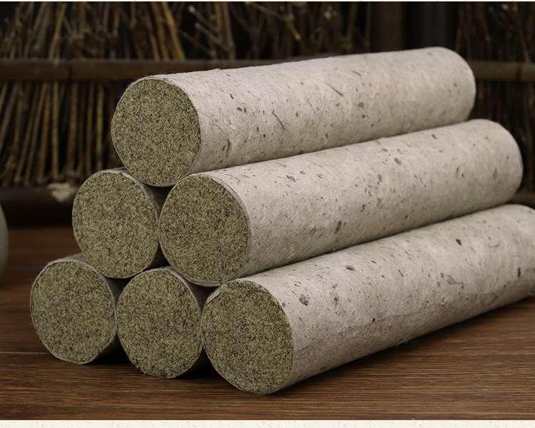 蕲艾 桑皮纸石臼艾灸条悬灸温灸条三年陈蕲春艾条粗4厘米手工艾条