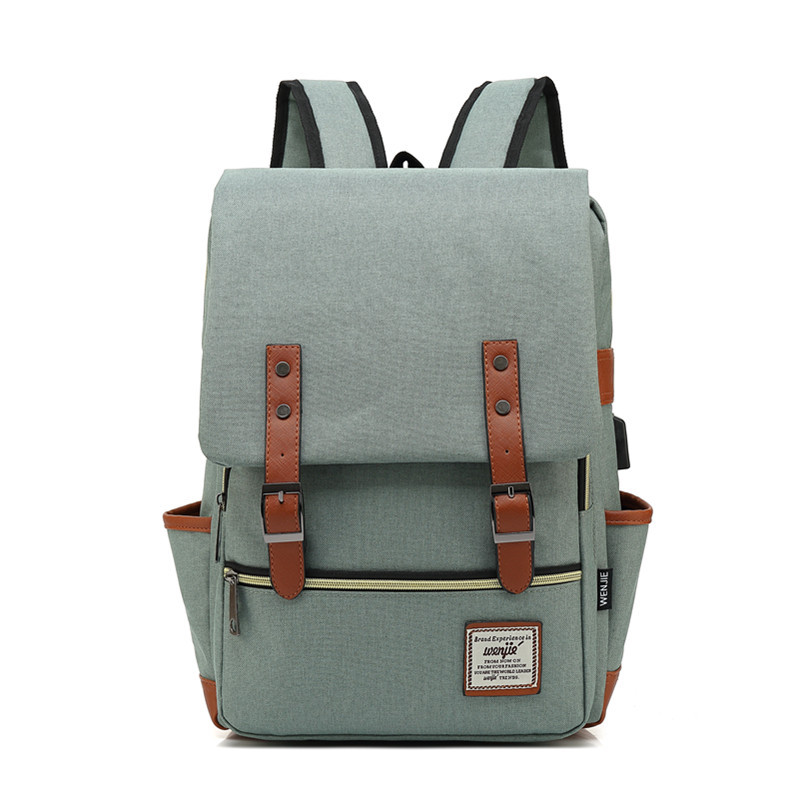 Foreign Trade New USB Personality Retro Men's and Women's Outdoor Canvas Large Travel Backpack Fashion Backpack Wholesale One Piece