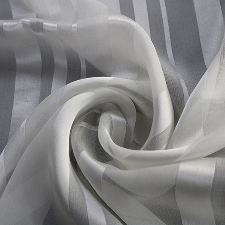 2018真丝缎条绡条纹染色真丝缎条绡高品质丝绸桑蚕丝面料