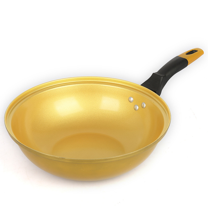 32cm真空黄金炒锅不粘锅厨房无油烟锅电磁炉通用平底锅锅具批发