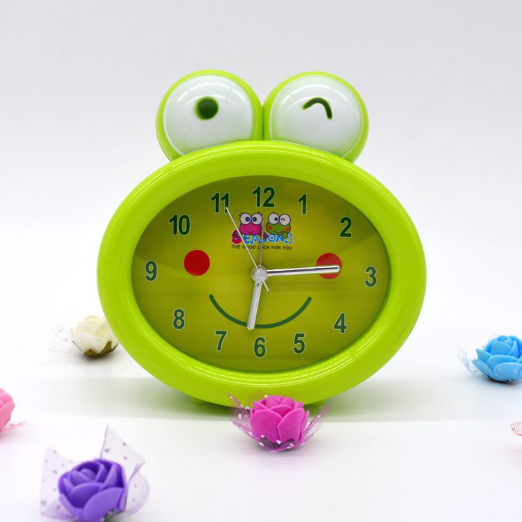 新款卡通学生闹钟 儿童卧室桌面迷你创意钟 青蛙造型小闹钟批发
