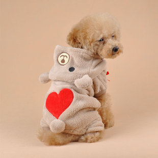 狗宠物衣服爱心小熊装批发狗狗服装泰迪比熊衣服珊瑚绒批发低价