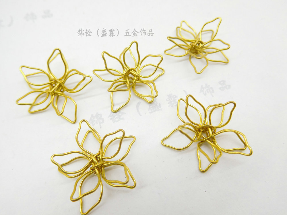 绕线五瓣花立体花线形花朵diy饰品配件