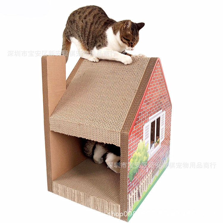 环保瓦楞纸猫别墅猫屋猫抓板猫磨爪猫玩具宠物玩具猫咪玩具批发