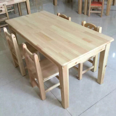 儿童桌椅组合家用幼儿园专用宝宝学习桌六人木质长方桌实木餐桌椅