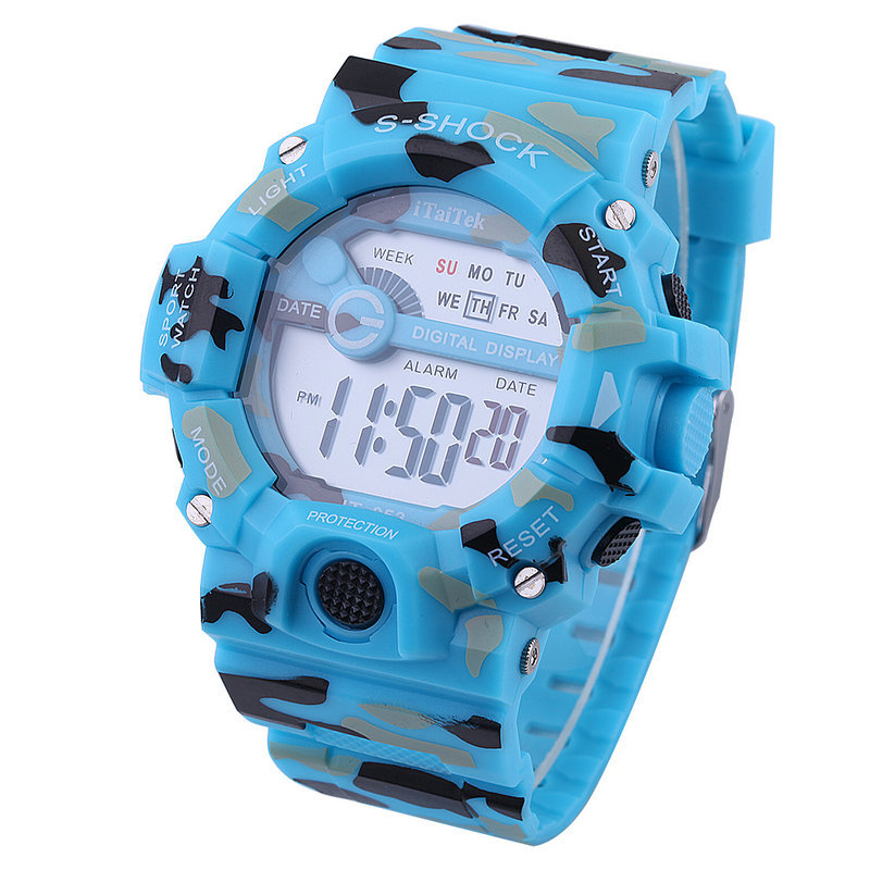 Aitaitek Sports Electronic Watch Fashion Waterproof Electronic Watch Digital Display Watch Camouflage Watch