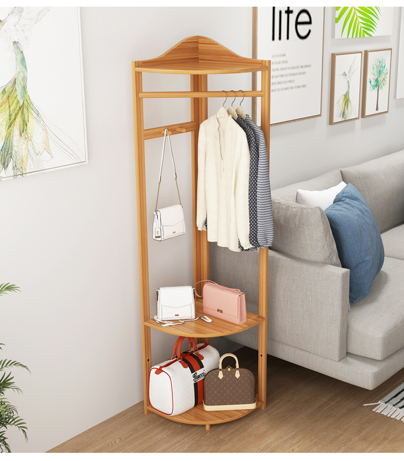 转角衣帽架简易衣架创意卧室家用墙角挂衣架客厅省空间置物架落地