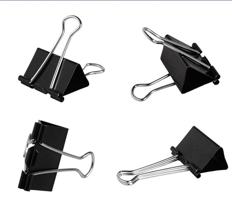 办公文具筒装黑色长尾夹彩色文具夹子金属燕尾夹财务票据夹批发