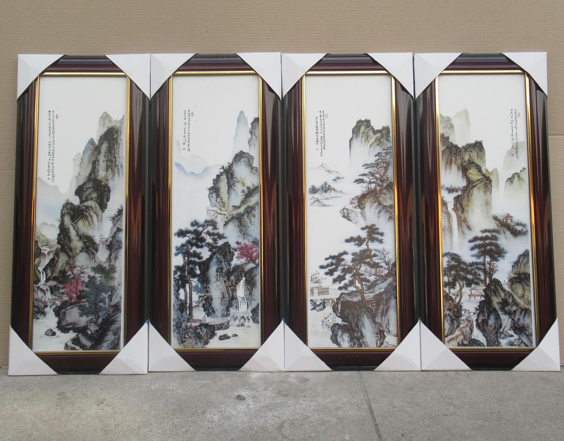 景德镇陶瓷板画中式古典粉彩山水陶瓷墙壁画陶瓷工艺品批发