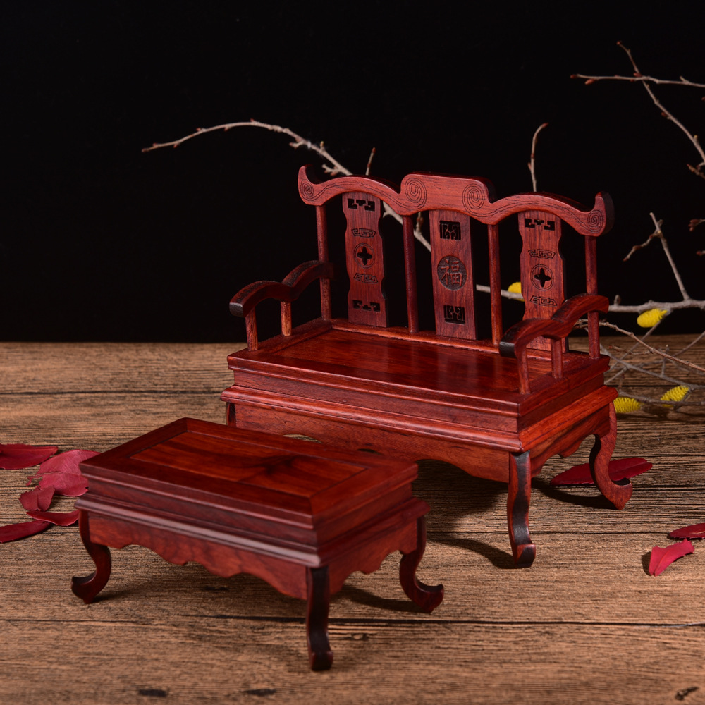 红木微型家具仿古微缩模型红酸枝迷你小家具摆件椅子实木雕工艺品