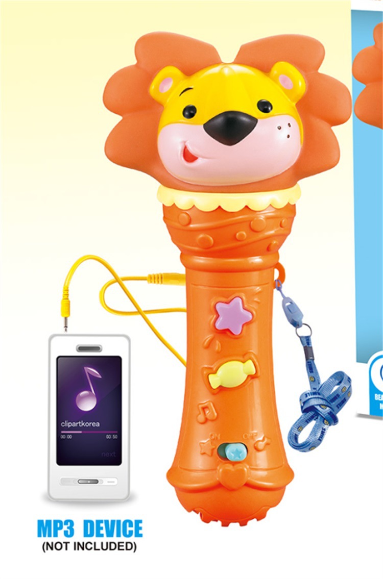 创意小话筒儿童益智卡通可爱黄色狮子麦克风玩具带mp3功能配挂绳