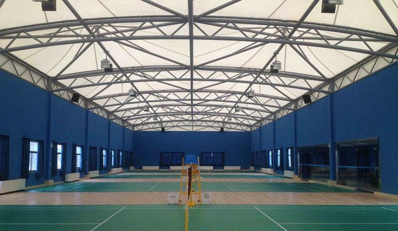 专业承建大型膜结构建筑工程 室外篮球场钢膜结构顶棚 张拉膜球场