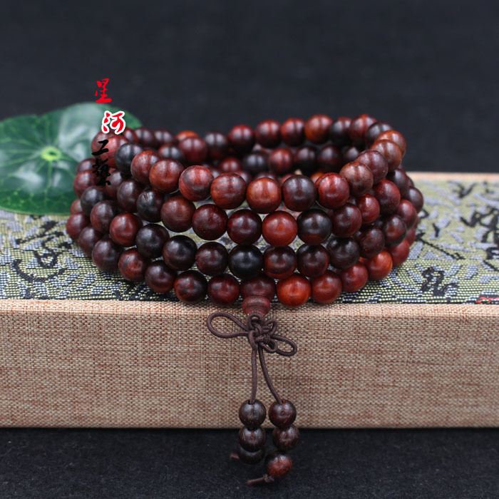 红酸枝原色 6 8男女佛珠手链 红木老挝大红酸枝手串厂家批发