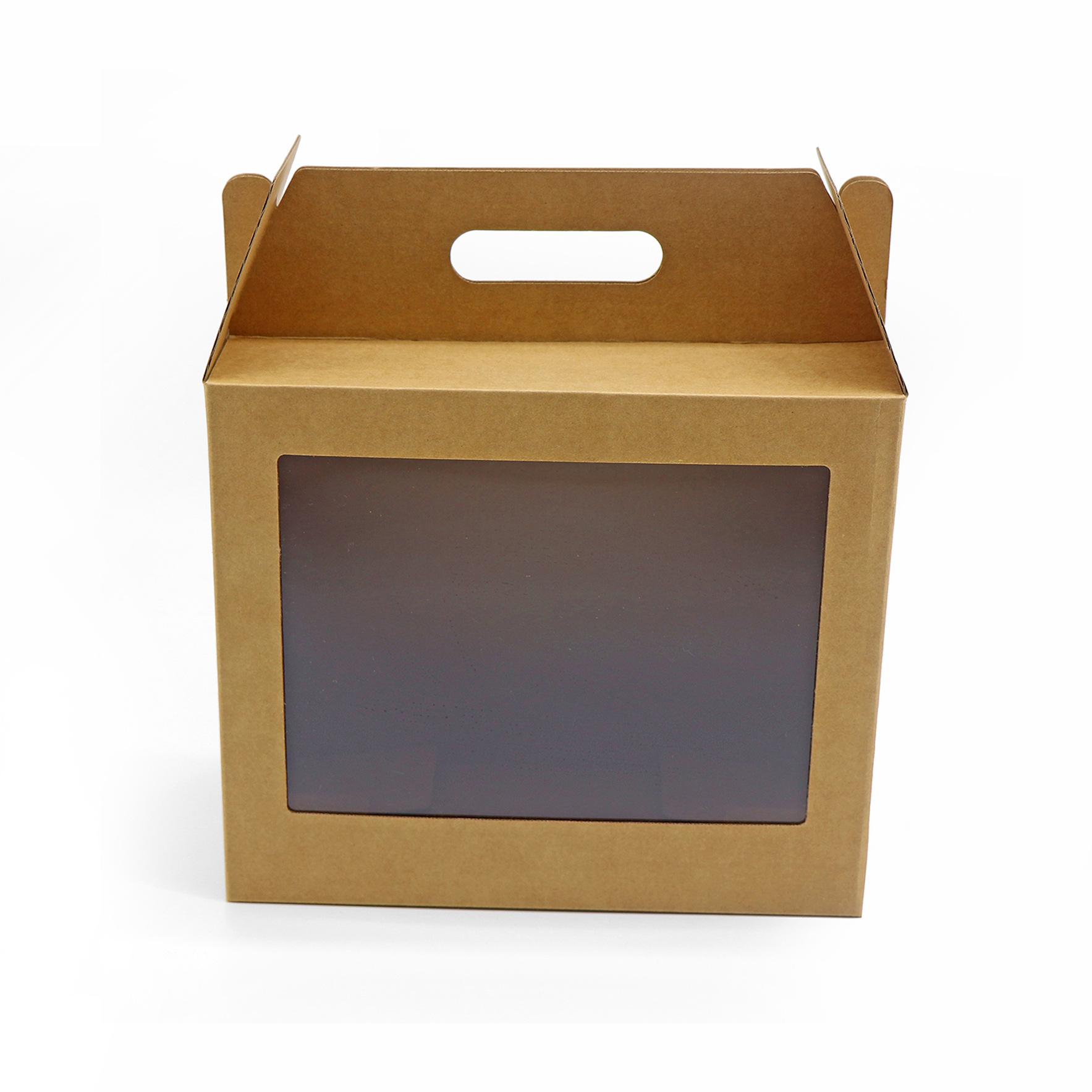 牛皮纸开窗西点盒 一次性慕斯糕点手提盒 蛋糕卷点心礼品包装盒