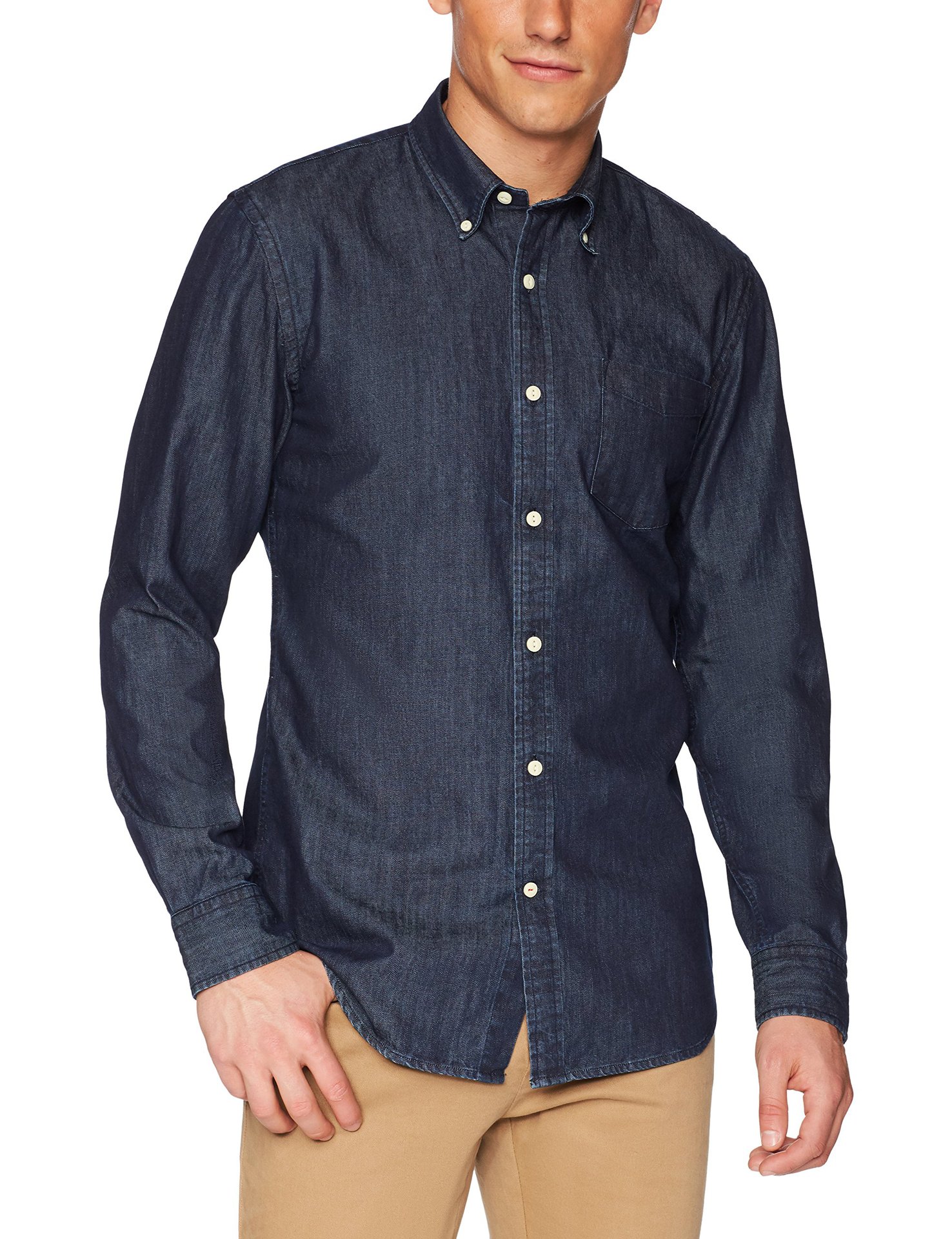 跨境男士商务长袖衬衫外贸男衬衫欧美牛仔衬衫男秋冬大码衬衣