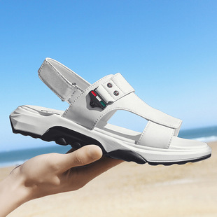 花花公子男鞋韩版百搭学生夏季新款透气凉鞋潮白色外穿休闲沙滩鞋