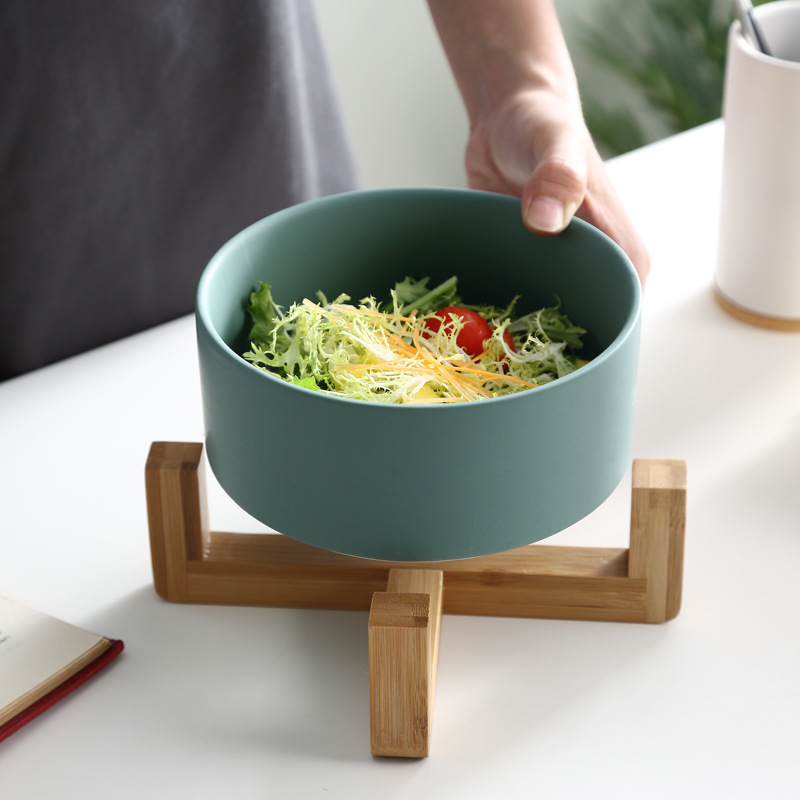 Nordic Salad Bowl Instant Noodle Bowl Soup Bowl Fruit and Dessert Bowl Ceramic Tableware Ceramic Cat Food Bowl Pet Bowl Dog Food Bowl