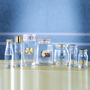 简易加厚透明玻璃瓶新款防漏燕窝瓶铝盖牛奶瓶圆形空瓶子厂家批发