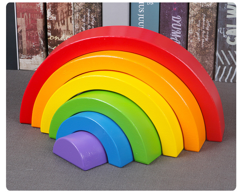 蒙氏益智现货彩虹积木马卡龙积木幼儿儿童木制益智早教叠叠乐玩具