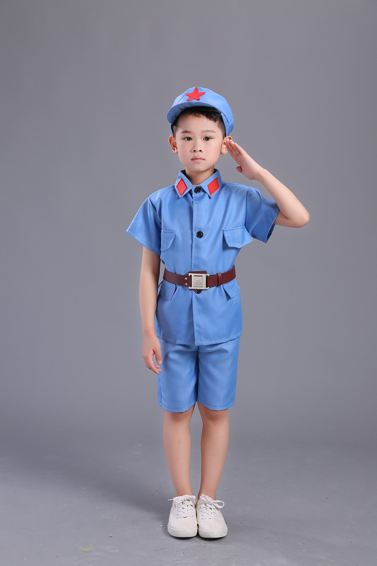 儿童元旦新款表演服装男女童八路军红卫兵套装舞蹈裙舞台演出服饰