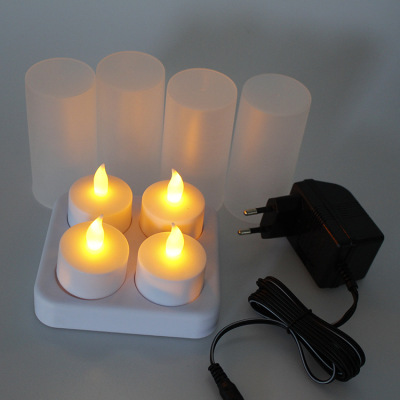 led电子蜡烛灯派对带光源充电蜡烛灯(4座充电蜡烛)