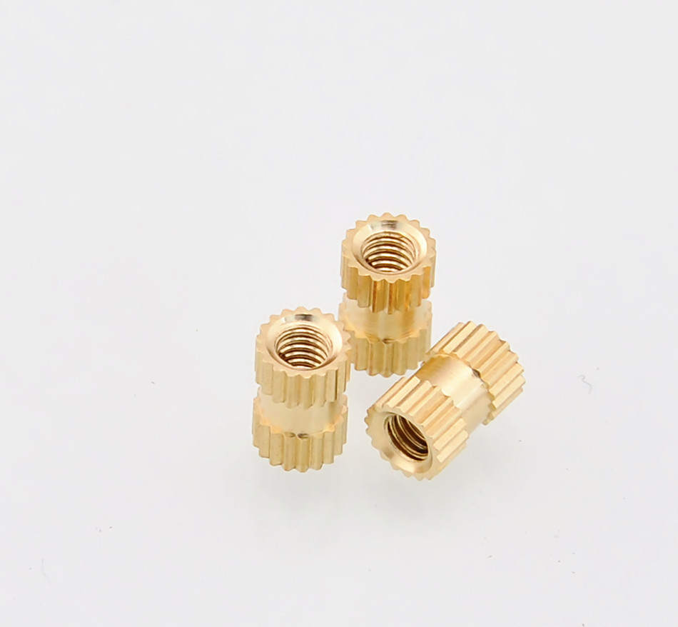 厂家直销注塑嵌装镶嵌直纹m2.5*4.5*4铜螺母 铜嵌件