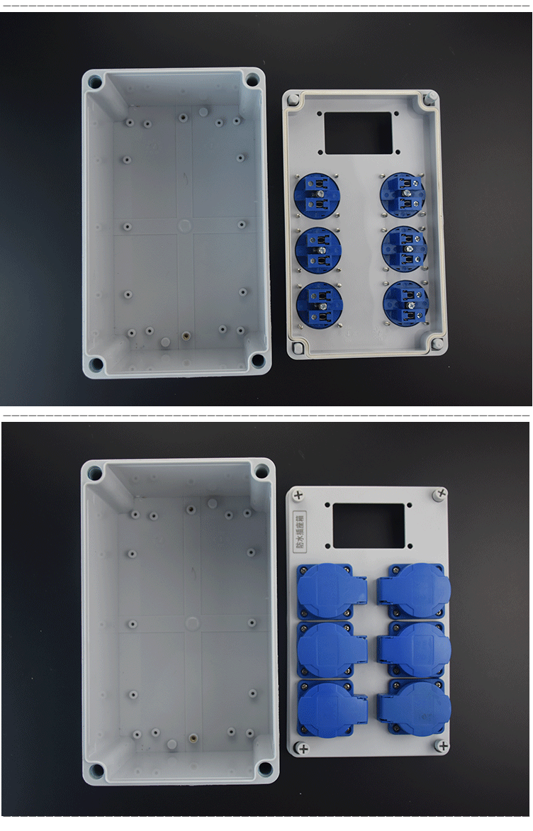 lokeeda科大定制六位欧式ip54防水插座16a工业插座盒耐压防晒防水