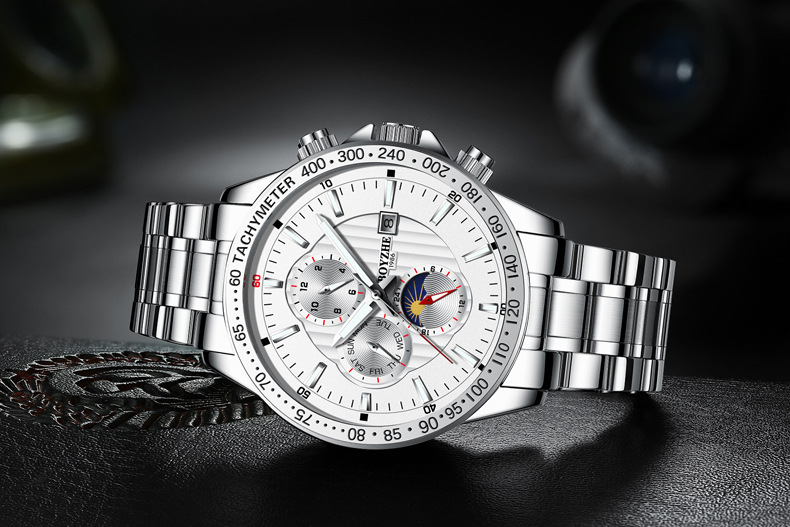 boyzhe品牌手表新款时尚商务机械手表夜光钢带男士手表诚招代理